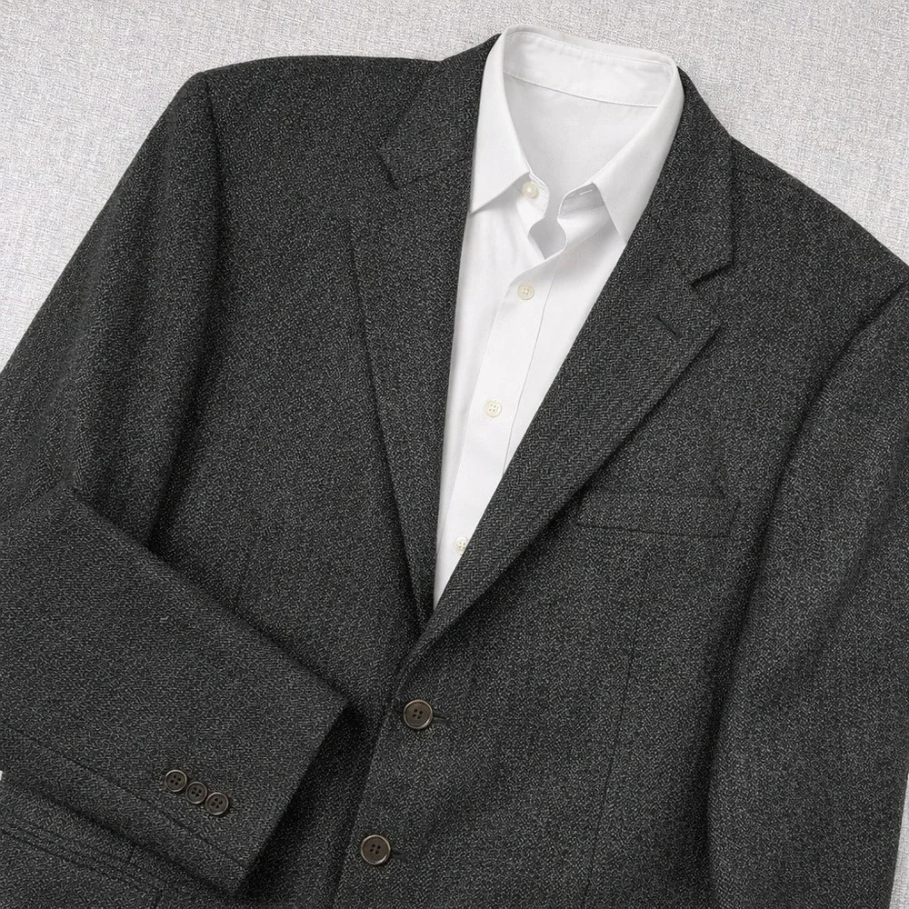 Pronto Uomo Italian Wool Sport Coat Blazer Men 44L Charcoal Tweed Made in Italy